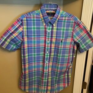 Button up collared shirt.